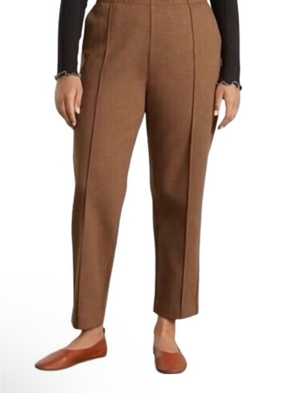 Everlane Dream Pant- Brown High-Waist Cropped Tailored Pants
